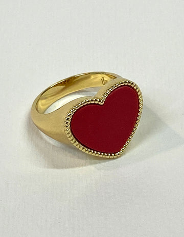 Valencia Heart Ring In gold Red Agate